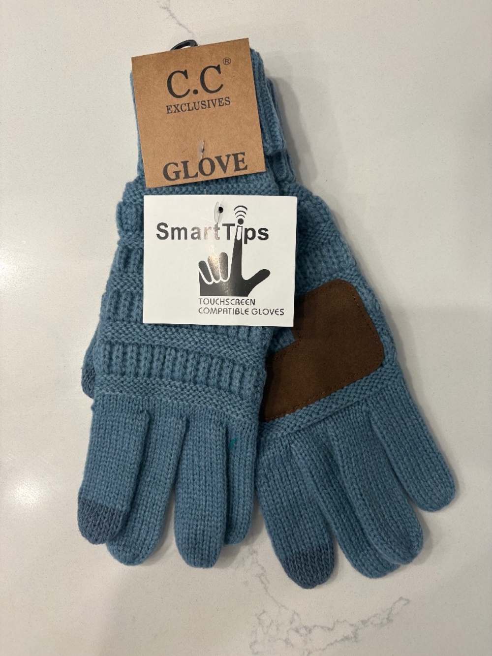 C.C  Denim  Solid Ribbed Smart Touch Gloves.